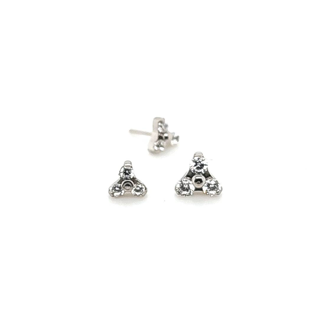 Trinty Fince Set CZ W/ Push Pin - 316L S. Steel