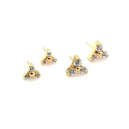 Trinty Fince Set CZ W/ Push Pin - Gold Steel