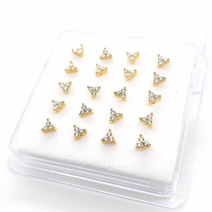 925.Sterling Silver-CZ Trinity Nosestud, 20pc. Box