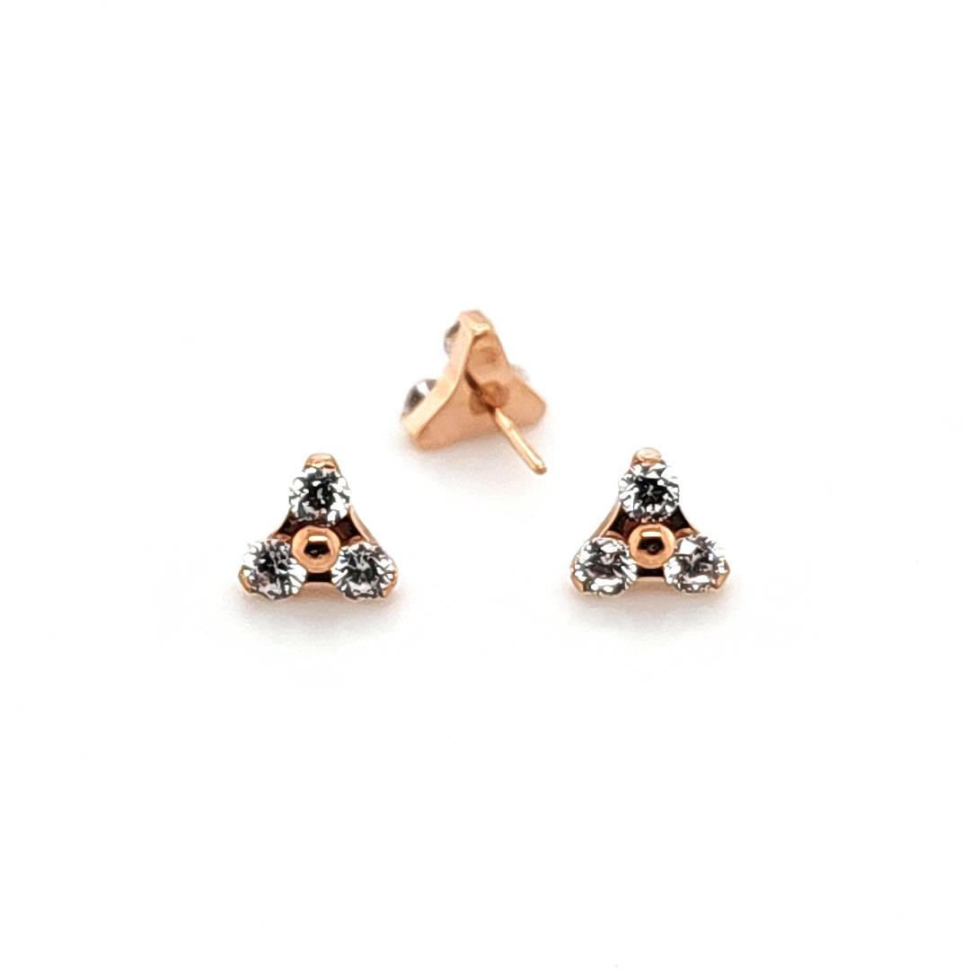 Trinty Fince Set CZ W/ Push Pin - Rose Gold Steel