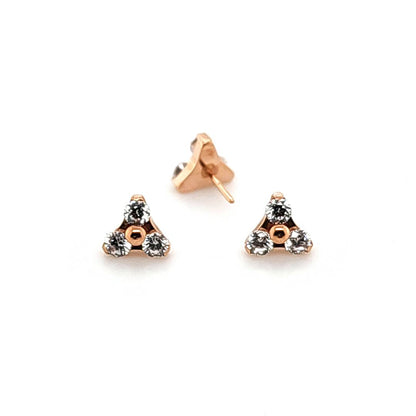 Trinty Fince Set CZ W/ Push Pin - Rose Gold Steel