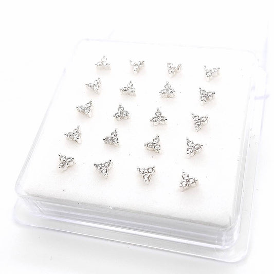 925.Sterling Silver-CZ Trinity Nosestud, 20pc. Box