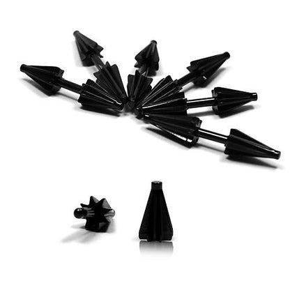 16G/14G Long Cone Gear Fake Plug-Black Steel